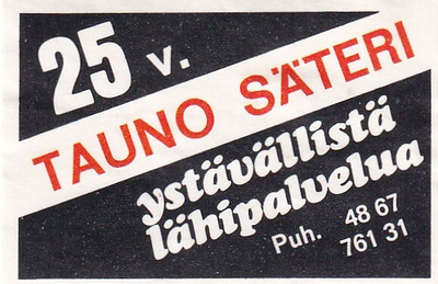Tauno Säteri, 25v. Ystävällistä lähipalvelua ,        s89