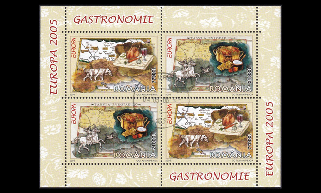 Romania 5935-6BL355_II ** Europa gastronomia (2005)