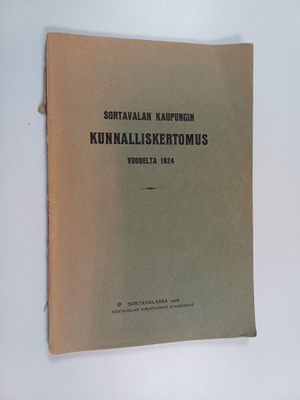 Sortavalan kaupungin kunnalliskertomus vuodelta 1924