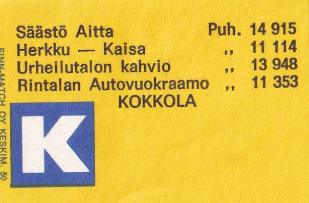 Kokkola,  Rintalan Autovuokraamo .      b436