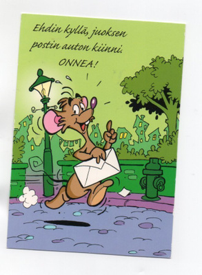 °°EHDIN KYLLÄ, JUOKSEN POSTIN AUTON....°° -KORTTI /Papron