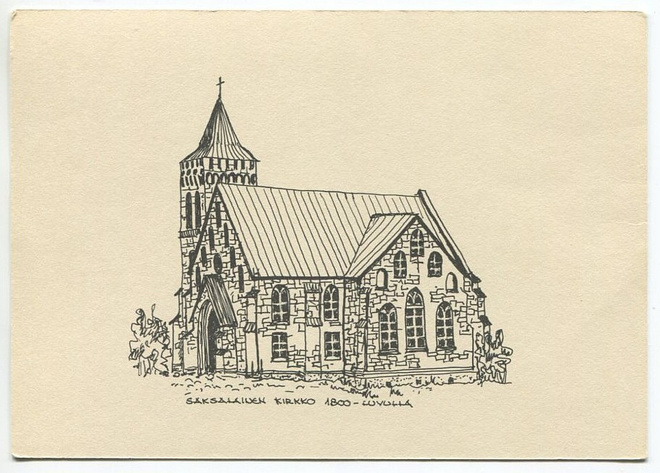 Helsinki Saksalainen kirkko 1800-luvulla, piirroskortti