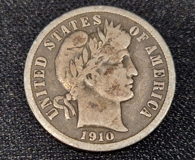 USA Barber dime 1910