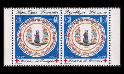 Ranska 2773Cp ** Punainen Risti vihkopari (1990)