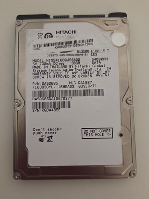 Hitachi 80GB 5400rpm sata kovalevy 2,5"