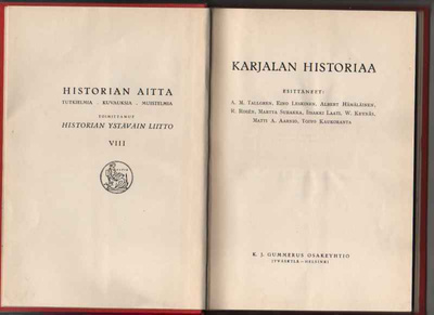[Tallgren A. M. et al.]: Karjalan historiaa, Gum 1938, sid.