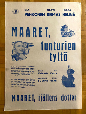 Vanha elokuvajuliste: Maaret, tunturien tyttö