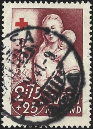 1941 Punainen Risti 2:75 mk + 25 p leimattu LaPe 235