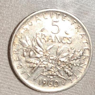 Ranska  5  Frangia  1960  Hopea