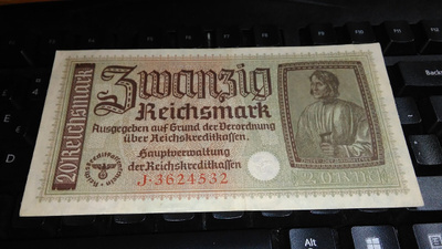 Germany Saksa 20 Mark 1940-45 P139 VF+