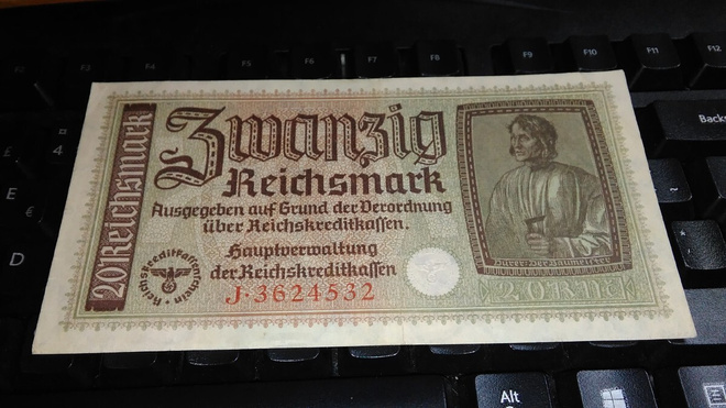 Germany Saksa 20 Mark 1940-45 P139 VF+