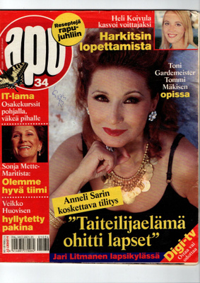 Apu n:o 34 2001 Anneli Sari. Heli Koivula. Jere & Jari. Sani