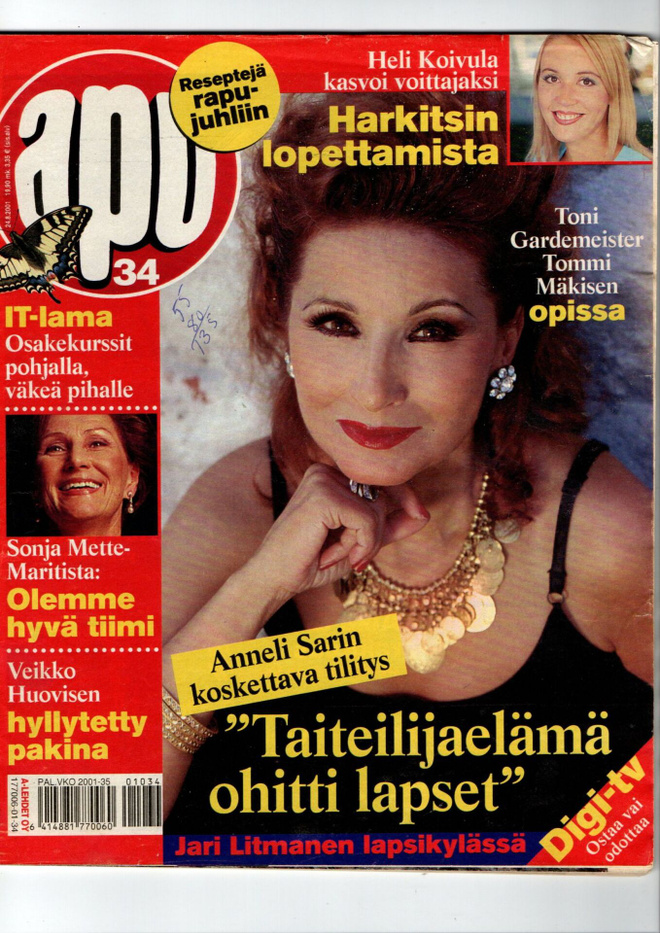 Apu n:o 34 2001 Anneli Sari. Heli Koivula. Jere & Jari. Sani