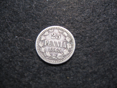 25 penniä 1865 - hopeaa