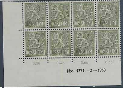 1968 2p harmaanvihreä   nro-8lo 1371 ++