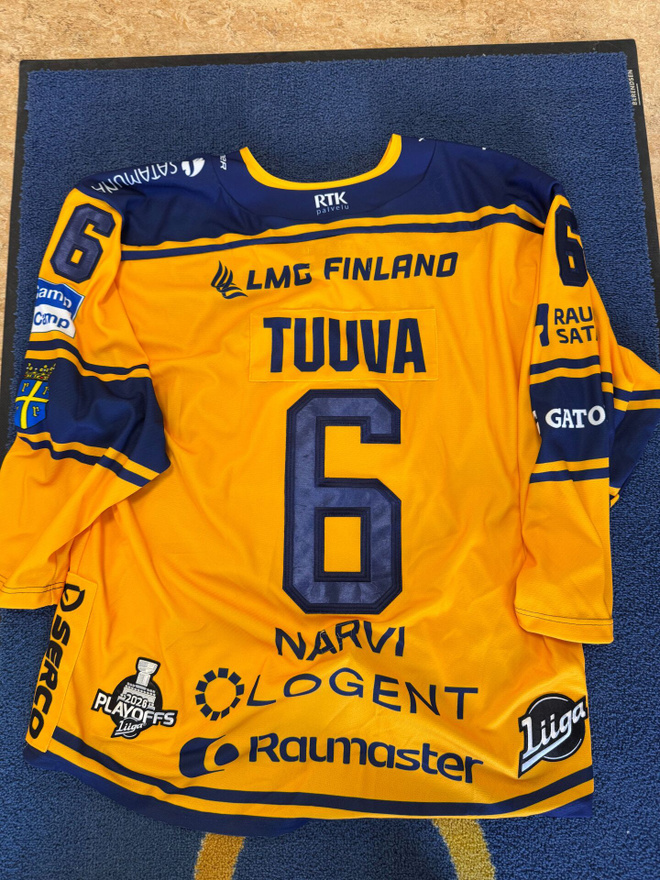 Leo Tuuva #6 Game Worn -vieraspelipaita Rauman Lukko