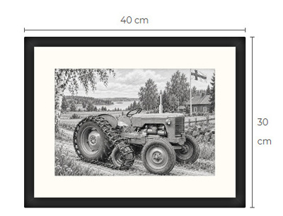 Uusi Valmet traktori art print kehystetty 30 cm x 40 cm