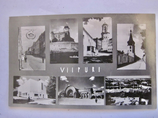 VANHA Postikortti Viipuri Rautatie Asema ym 1930-l