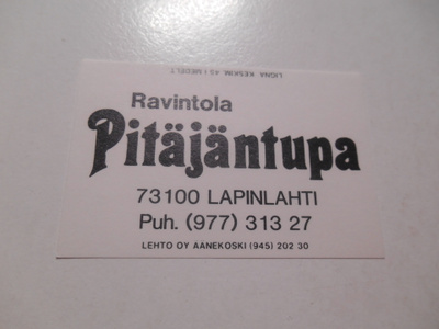 TT Etiketti Ravintola Pitäjäntupa Lapinlahti