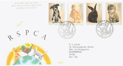 lemmikkieläimiä - Englanti Mi 1245-8 FDC