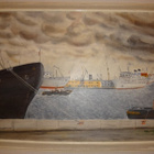 MAALAUS SATAMASTA LAIVOINEEN koko 84x67cm kehyksineen - pikkukuva 2