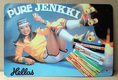 Pure JENKKI Hellas purukumi mainos metallia rullaluistimet