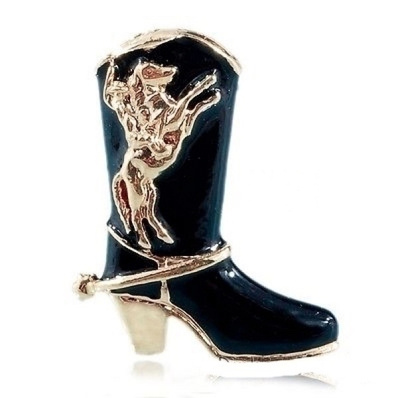 788 .. Gold Black Enamel Cowboy Boot .. Kaulakoru