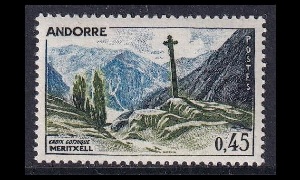 Andorra Fr 170 ** Goottilainen risti 0.45 Fr (1961)