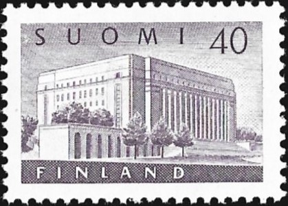 1956 M-54 Eduskuntatalo 40 mk harmaanlila  **  LaPe 466 a