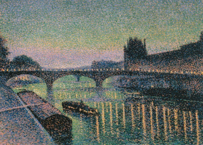 Maximilien Luce: Louvre ja silta yöllä