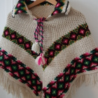 Retro / Vintage neulottu villa Poncho - koko S - pikkukuva 1