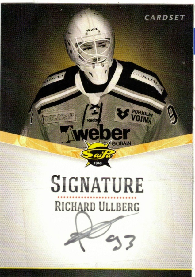 2012-13 Cardset RICHARD ULLBERG SaiPa Signature nimmarI