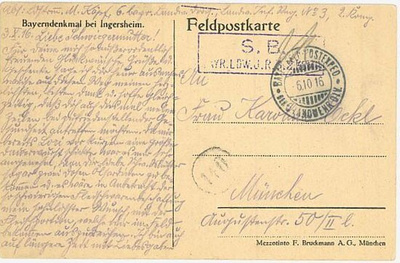 Saksa 1916 kenttäpostikortti