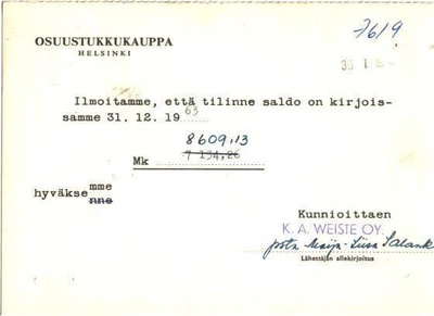 FIRMAKORTTI K A WEISTE  PUKINMÄKI/BOCKSBACKA