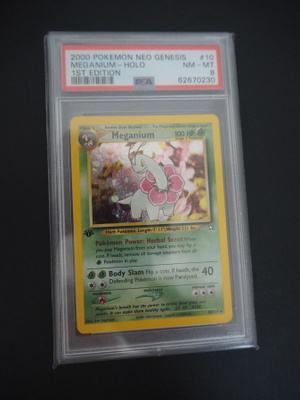 Pokemon kortti Meganium 1st edition Neo genesis PSA 8
