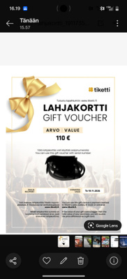 Tiketti lahjakortti 110€