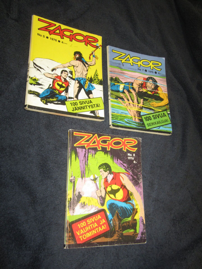 ZAGOR - 3 KPL ; v 1976 NUMEROT 4.. 7.. 8.