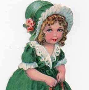 WANHA / Viktoriaanisen ajan tyttö, koiranpentu. 1900-l.