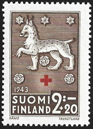1943 Punainen Risti Häme 2 mk + 20 p **  LaPe 272