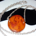 Vintage hopea kaulakoru Meripihka Amber riipus 925 - pikkukuva 1