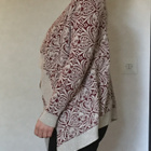 Yu & Me tummanpunainen/beige kuviollinen avoin neuletakki - pikkukuva 4