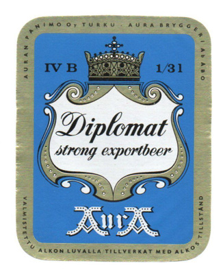 Auran Panimo Diplomat strong exportbeer Etiketti