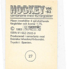 1983 SWE Semic MM-Tarra #27 Rauli Sohlman , Suomi & Jokerit - pikkukuva 2