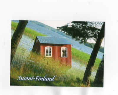 °°PUNAINEN TALO JÄRVESSݰ -KORTTI / Suomi Finland