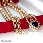 2399 .. 9K Gold Duble Papuketju Sydän Sapphire .. Kaulakoru - pikkukuva 4