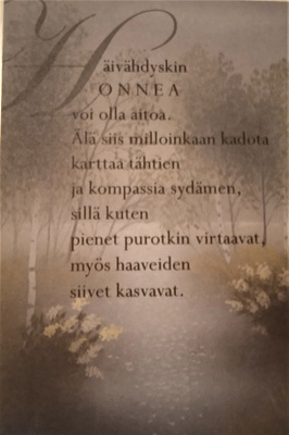 NO 1 - HÄIVÄHDYSKIN ONNEA VOI OLLA AITOA.