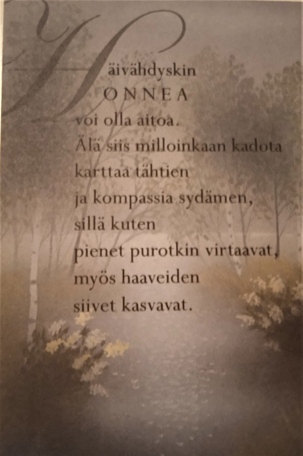 NO 706 -  HÄIVÄHDYSKIN ONNEA VOI OLLA AITOA.