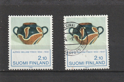 1991 A.W.Finch 2,10mk merkki leimattuna ja leimaamattomana