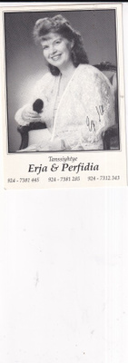Erja & Perfidia , tanssiyhtye, fanikortti b572