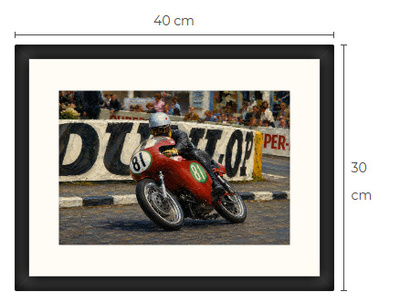 Uusi TT moottoripyörä art print kehystetty 30 cm x 40 cm